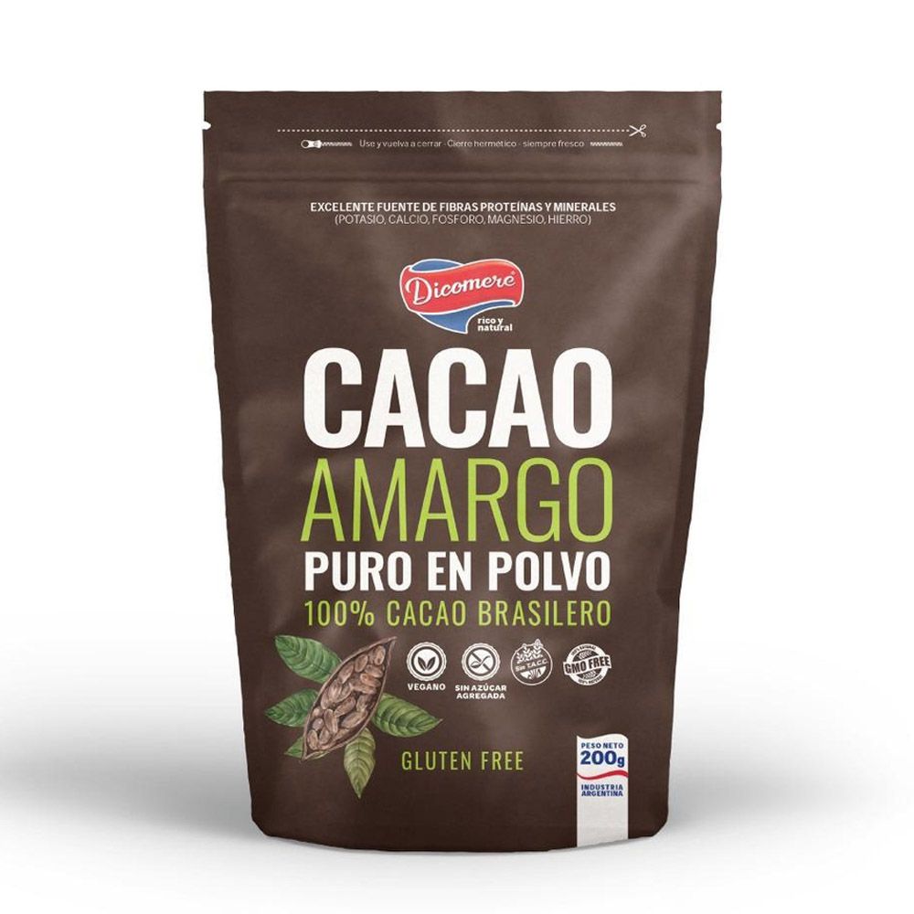 Puro Cacao Amargo En Polvo Sin Azúcar Sin Tacc Vegano Nutrilight